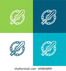Shield green and blue material color minimal icon or logo design