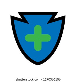 shield with green cross 