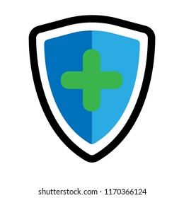 shield with green cross 