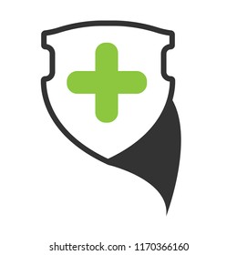 shield with green cross 