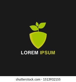 shield green leaf logo icon vector design.Plant, nature and ecology vector logo template