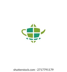 Ideia do logotipo do bule verde do escudo.