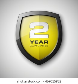 Shield With A Guarantee 2 Year Icon. Label Obligations, Vector Illustration.
