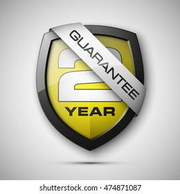 Shield with a guarantee 2 year icon. Label obligations. Protect badge. Vector illustration

