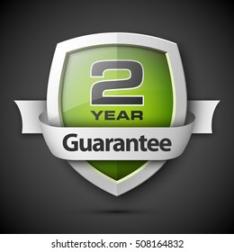 Shield with a guarantee 2 year icon. Warranty Label obligations. Safeguard sign. Protect badge. Security Vector illustration