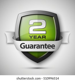 Shield with a guarantee 2 year icon. Warranty Label obligations. Safeguard sign. Protect badge. Security Vector illustration