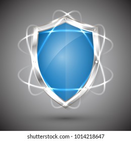 Shield with a guarantee icon. Warranty Label obligations. Safeguard sign. Protect badge. Security Vector illustration.