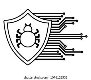 shield guard with bug virus and circuit electric