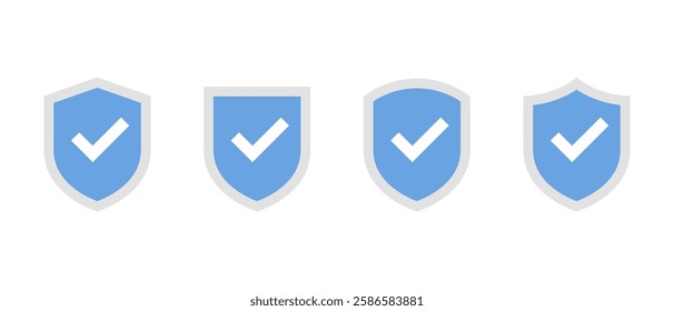 Shield guard with check mark icon in flat design. Safe, secure with tick sign symbol