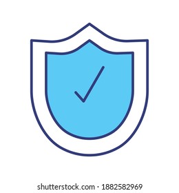 shield guard with check symbol line style icon vector illustration design