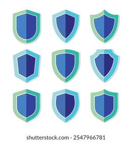 Shield guard collection vector illustration.