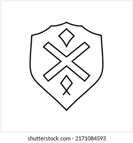 Shield, guard icon isolated. Doodle clipart. Vector stock illustration. EPS 10