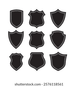 Shield, guard icon isolated. Stencil filled flat sign. Vector stock illustration