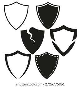 Shield guard icon. Security defense set. Protect armor Vector. Safety barrier sign. EPS 10.