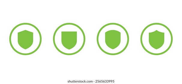 Shield guard icon set on circle line. Defense, security sign symbol