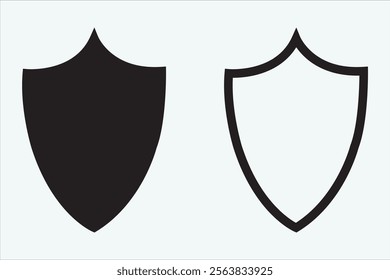 Shield guard icon stencil-filled flat design vector illustration