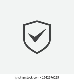 Shield, guard icon vector, shield with check mark linear logo illustration, Shield and check mark Line Icon in trendy style, Shield icon vector, Safe and protect logo design icon