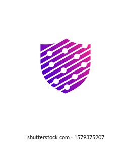 Shield Guard monoline logo icon vector illustration