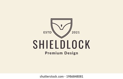 shield or guard with padlock lines logo symbol icon vector graphic design illustration