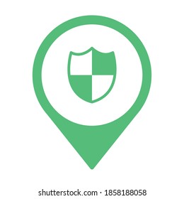 shield guard in pin location vector illustration design