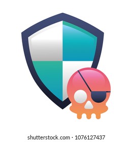 shield guard with pirate skull