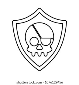 shield guard with pirate skull