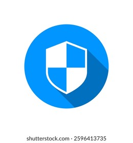Shield guard, protection icon with long shadow. Secure, protect sign symbol