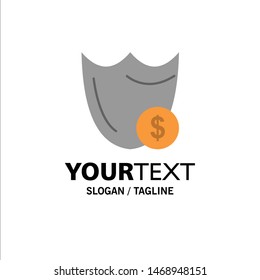 Shield, Guard, Safety, Secure, Security, Dollar Business Logo Template. Flat Color. Vector Icon Template background