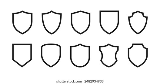 shield guard set outline design vector illustration isolated white background