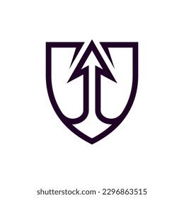 Shield guard spear modern logo design