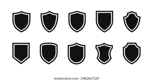 shield guard vector design set collection black outline