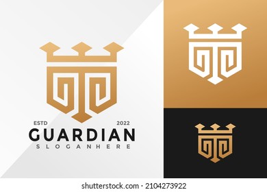 Shield Guardian Crown Brand Identity Logo Design Vector illustration template