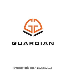 shield guardian letter gg logo template