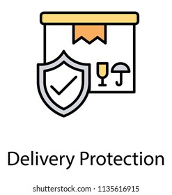 
A shield guarding over a package ready to be delivered representing safe delivery icon 
