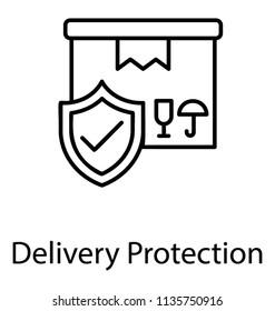 
A shield guarding over a package ready to be delivered representing safe delivery icon 
