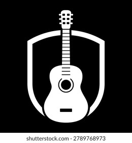 Shield Guitar design icon isolated on black background