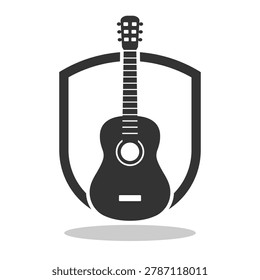 Shield Guitar design icon with shadow