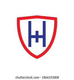Shield with H letter and Plus logo design vector