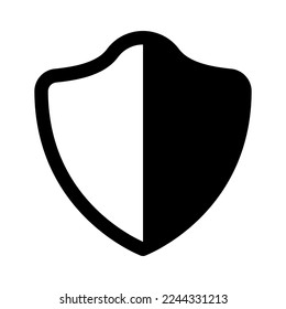 Shield half icon line isolated on white background. Black flat thin icon on modern outline style. Linear symbol and editable stroke. Simple and pixel perfect stroke vector illustration.