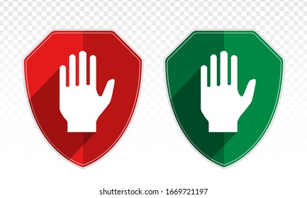 Shield with hand block or adblock - flat icon for apps and websites