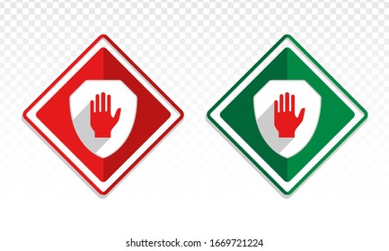 Shield with hand block or adblock - flat icon for apps and websites