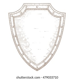 Shield. Hand drawn sketch. Vector illustration isolated on white background