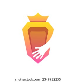 shield and hand logo design template