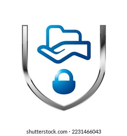 shield with hand vector icon