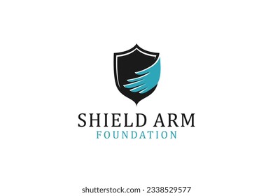 Shield hand wings logo design defense protect guard icon symbol