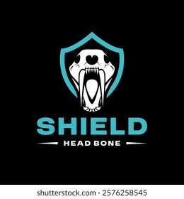 Shield Head Bone Animal Silhouette Logo Design Vector