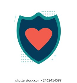 Shield with heart. Health Care and Medical services concept. Vector illustration.