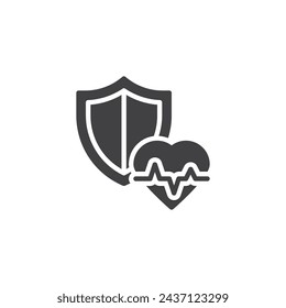 Schild mit Herz- und Herzschlagvektorsymbol, gefülltes flaches Schild für mobiles Konzept und Webdesign. Symbol für Lebensversicherungs-Symbol. Symbol, Logo-Darstellung. Vektorgrafik