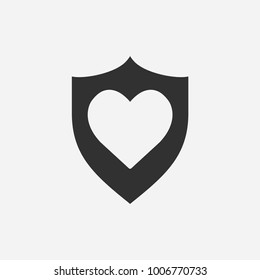 Shield In Heart Icon Illustration Isolated Vector Sign Symbol