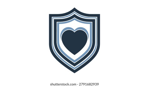 Shield with heart symbol logo